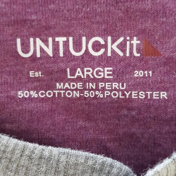 Untuckit Gray Cotton Blend Lined Short Sleeve Crewneck T-Shirt - Picture 5 of 5